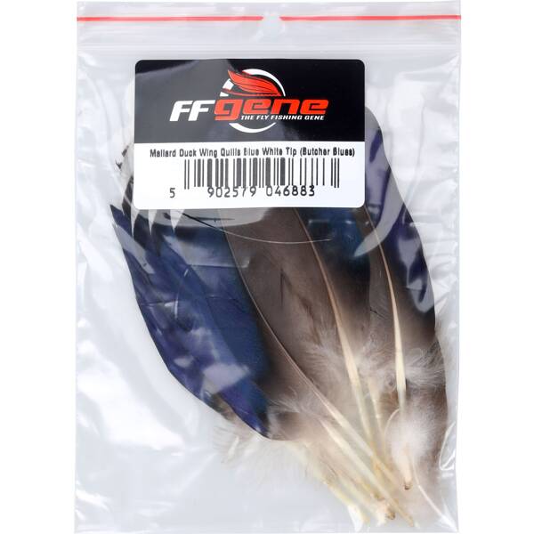 FFGene Mallard Duck Wing Quills Blue White Tip (Butcher Blues)