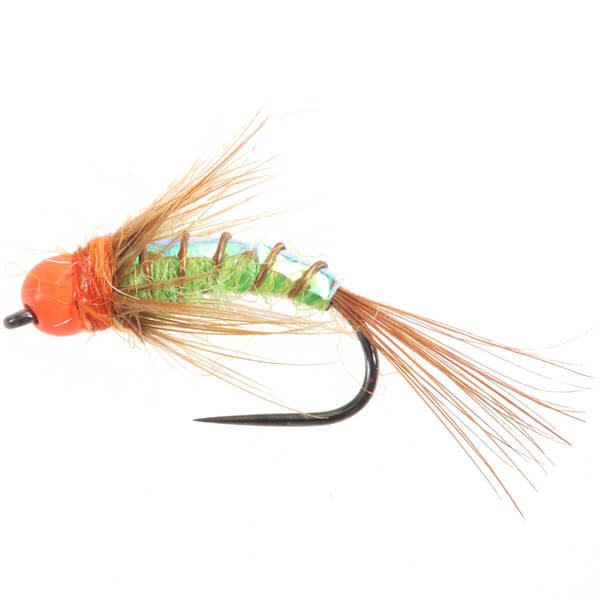 Tungsten BH Orange Caddis Green