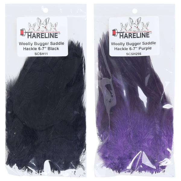Hareline kohútie sedlové perá na ježinky Woolly Bugger 6-7