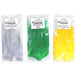 Hareline surištos kiniško gaidžio balno plunksnos 5-7