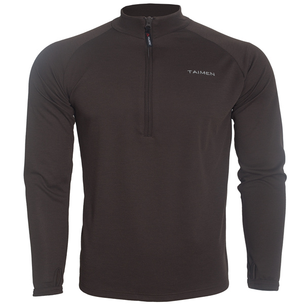 Taimen Polartec Power Dry Heavy Weight Zip Top - Turkish Coffee