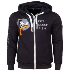 Taimen Menza Kapuzen-Sweatjacke mit Stickerei – Black