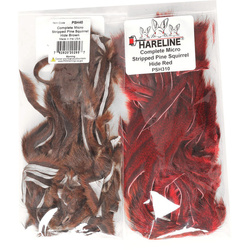 Hareline – celá předřezaná kůže veverky borové s úzkými podélnými pásky se srstí