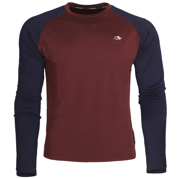 Majica iz merino volne z dolgimi rokavi in okroglim izrezom Taimen Kerulen - Midnight/Wine